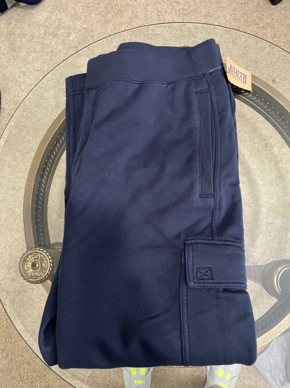 Duluth Trading Co Navy Cargo Sweatpants with Pocket Detail - Picture 3 of 3